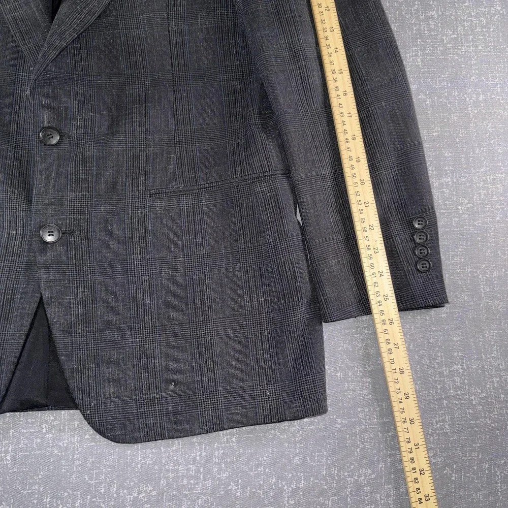 Pierre Cardin Blazer Mens 44 Gray Check Plaid Two Button Sport‎ Coat Jacket